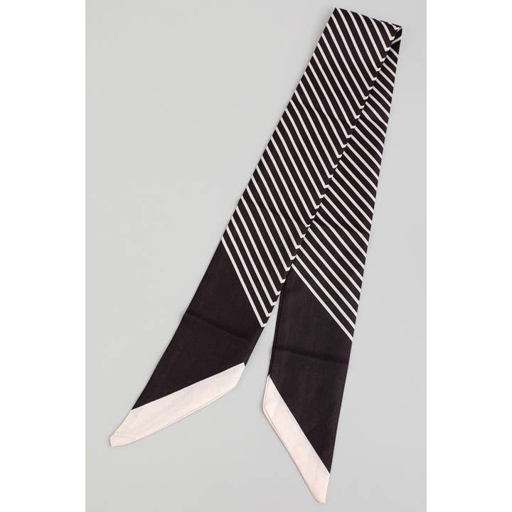 BLACK STRIPE HAIR SCARF
