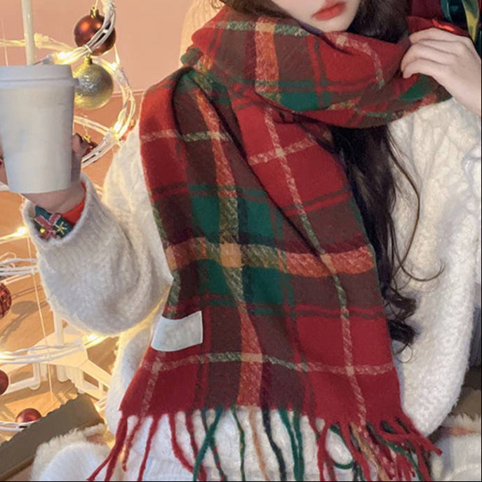 HOLLY BERRY RED PLAID COZY SCARF
