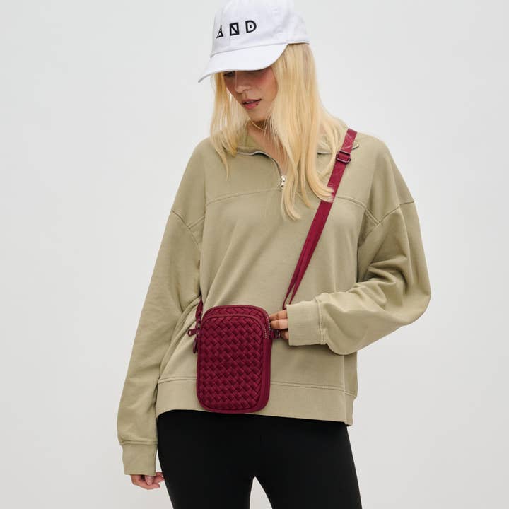 WINE DIVIDE & CONQUER WOVEN CROSSBODY BAG