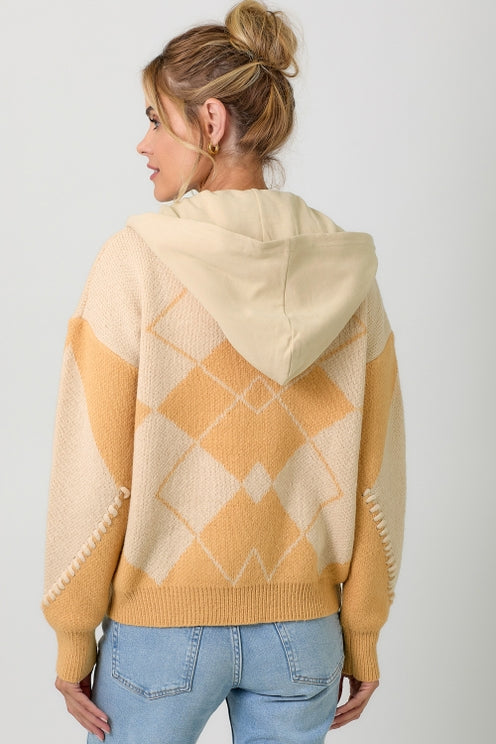 BUTTERSCOTCH TWOFER HOODIE SWEATER CARDIGAN