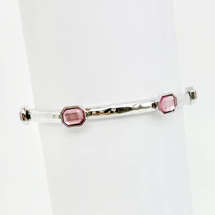 LALA SILVER & PINK CRYSTAL BRACELET
