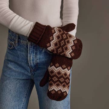BROWN, MOCHA & TAUPE PATTERNED MITTENS
