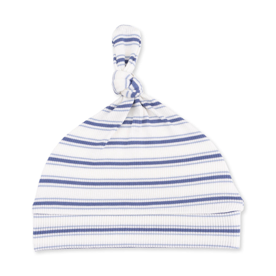 VINTAGE BLUE STRIPE KNOTTED HAT
