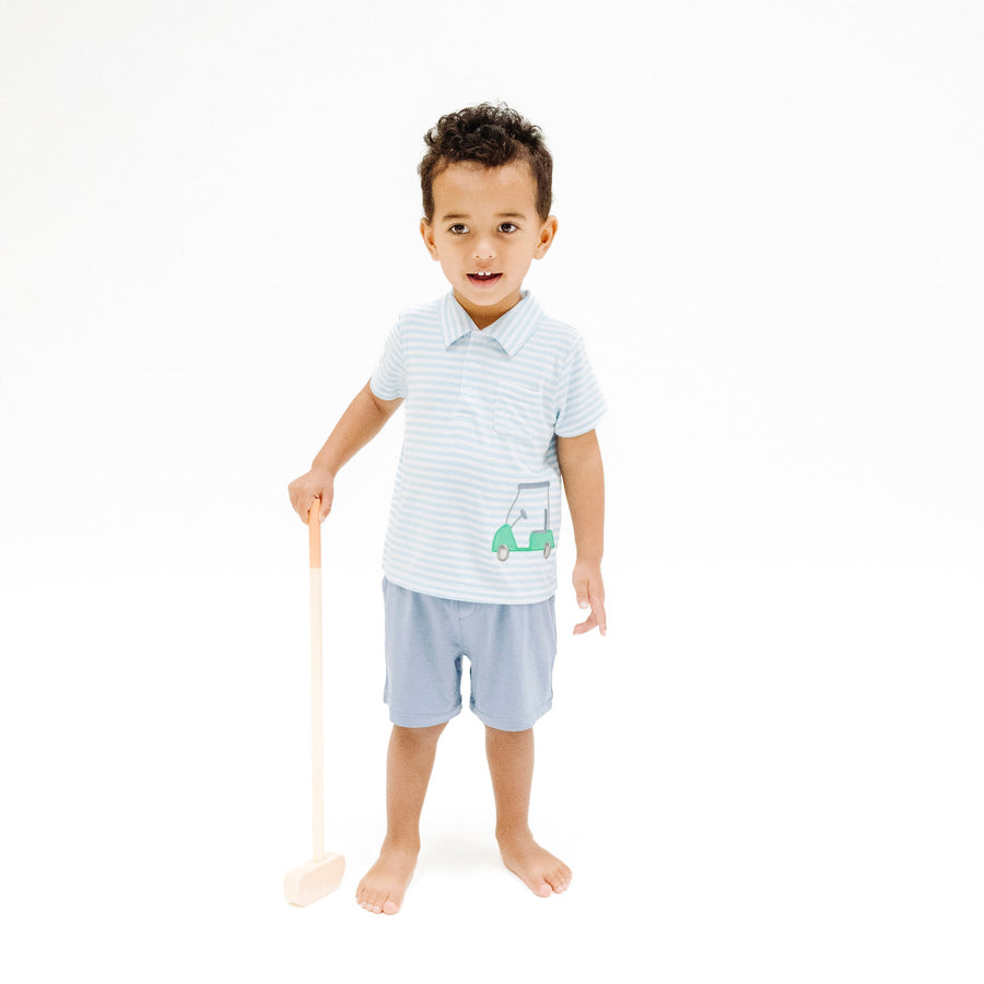 GOLF APPLIQUE POLO SHIRT & BAMBOO SHORT SET
