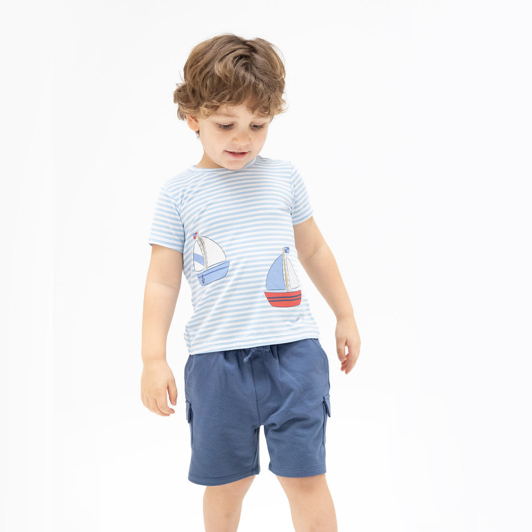 BUBBLY SAILBOAT CREW NECK TEE & CARGO SHORT
