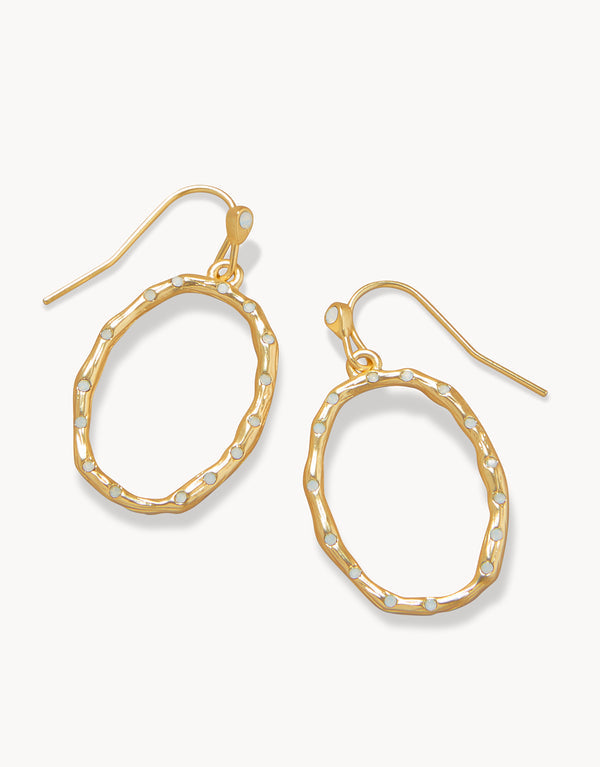 SAND BAR RIPPLE GOLD WHITE OPAL EARRINGS