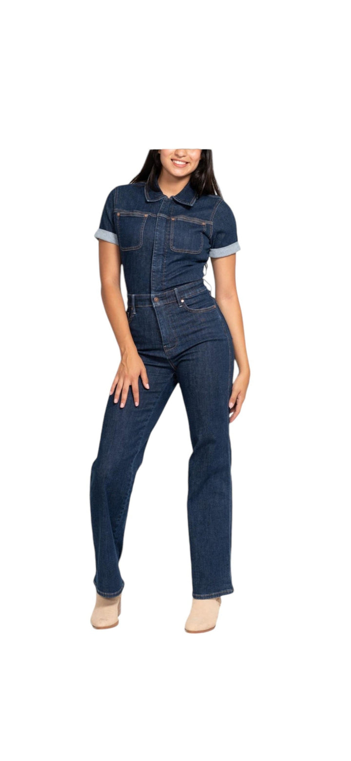 ZOE DENIM HIGH WAIST JUMPSUIT