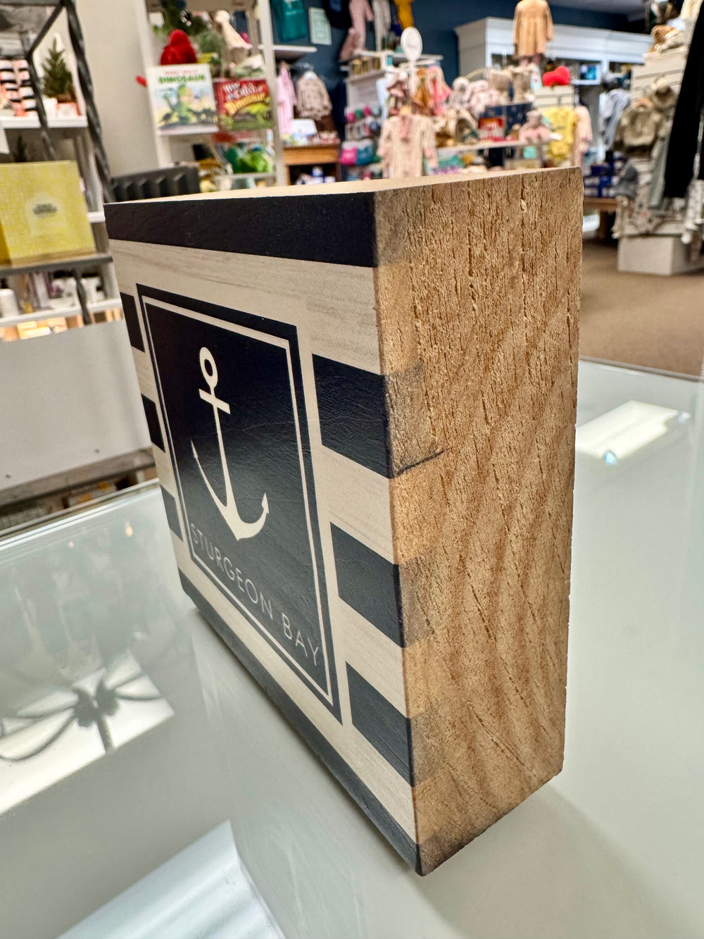 STURGEON BAY ANCHOR STRIPES BLOCK SIGN
