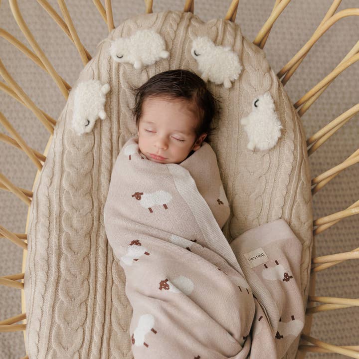TAUPE SHEEP LUXURY COTTON BLANKET
