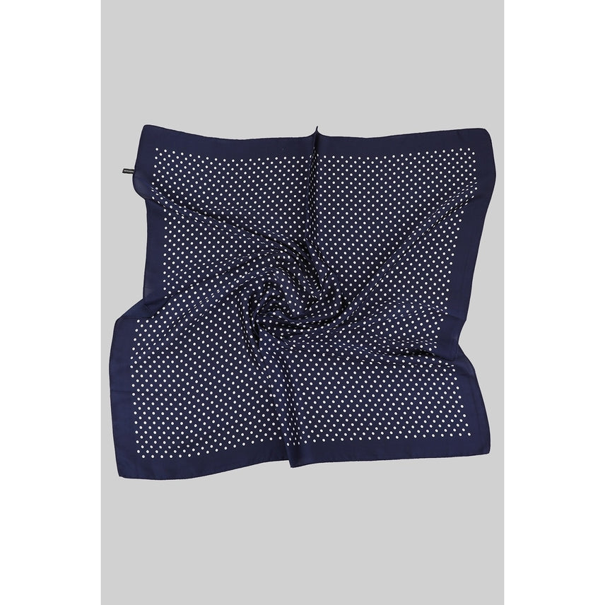 NAVY PIN DOT SMALL SQUARE SCARF
