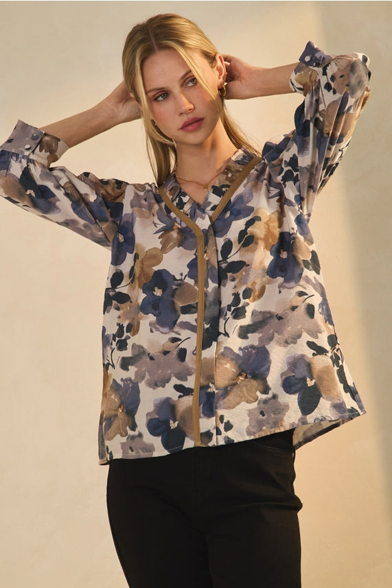 SHANIA FLORAL 3/4 SLEEVE BLOUSE
