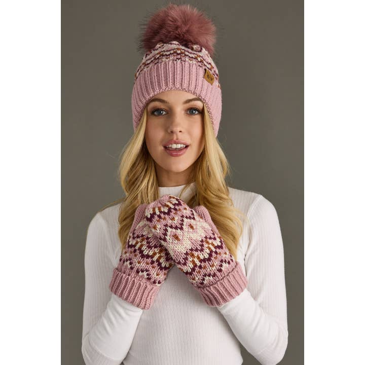 PINK, IVORY & WINE MITTENS
