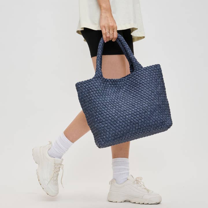 DARK DENIM THE SKY'S THE LIMIT MEDIUM WOVEN TOTE
