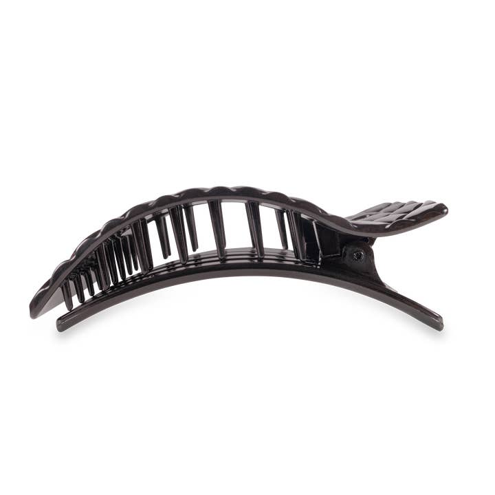 JET BLACK QUILTED LARGE RECTANGLE HAIR CLIP