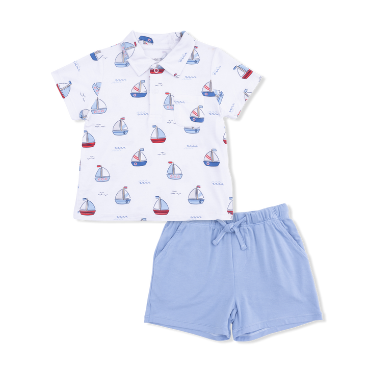 BUBBLY SAILBOATS POLO & SHORT SET