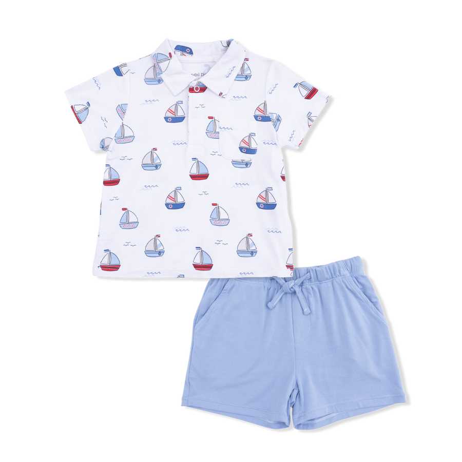 BUBBLY SAILBOATS POLO & SHORT SET

