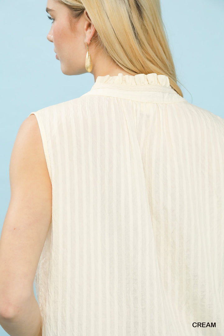 MICHELLE SPLIT V-NECK SLEEVELESS SHIRT