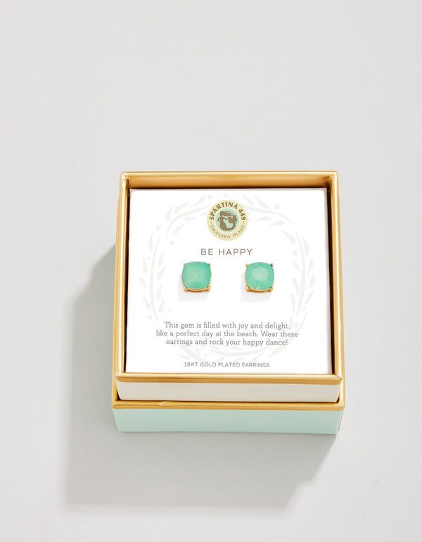 SEA LA VIE SEA GREEN GLASS STUD EARRINGS