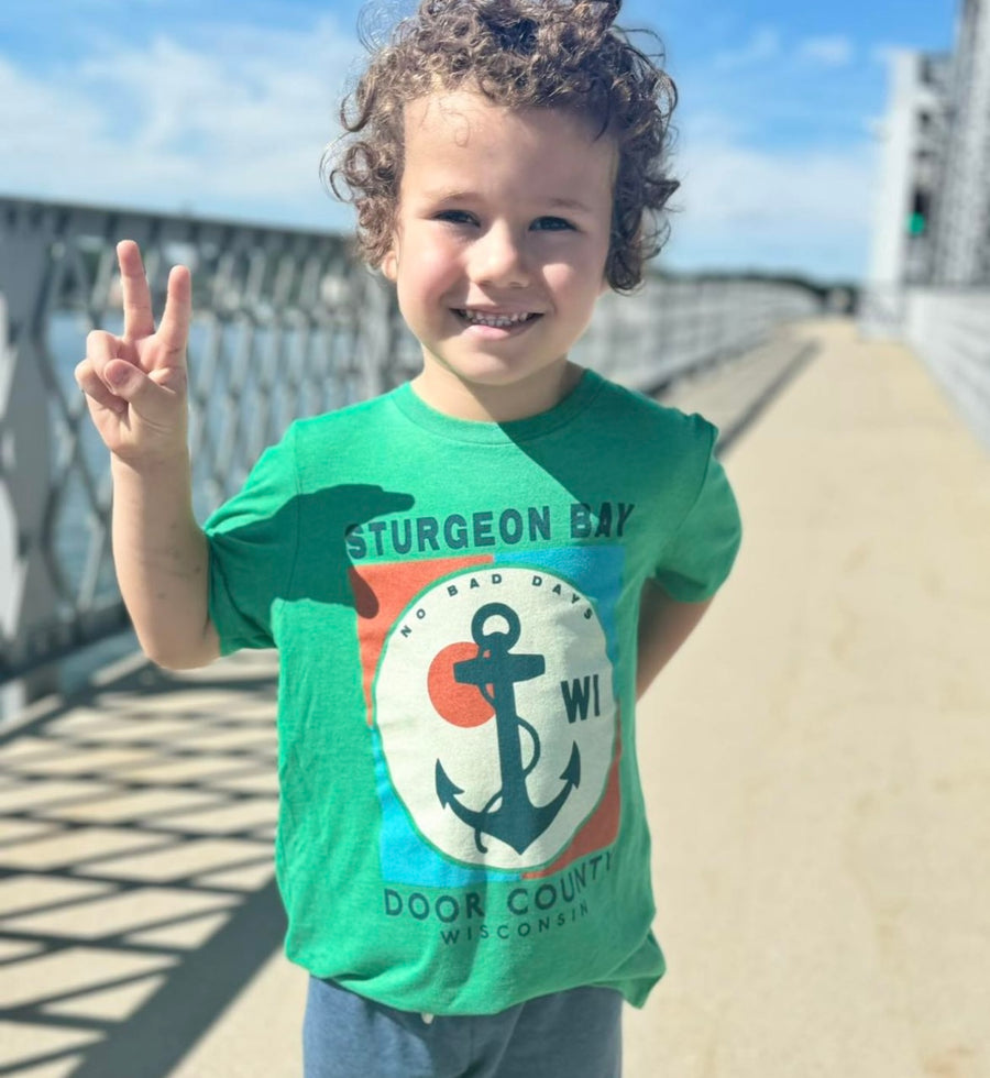 KIDS SB BIG ANCHOR BLOCK KELLY GREEN TEE
