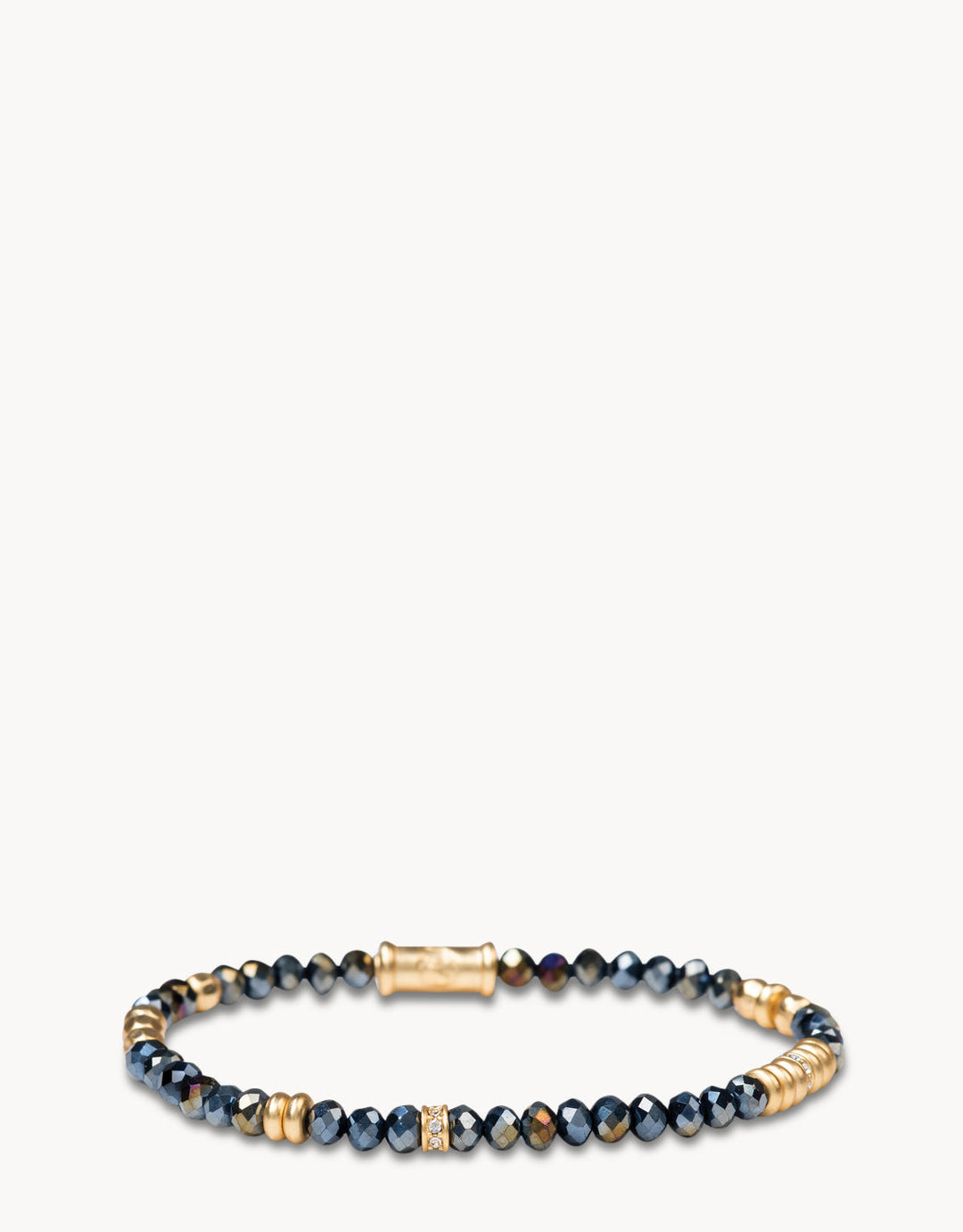 GREY IRIDESCENT 4MM STRETCH BRACELET