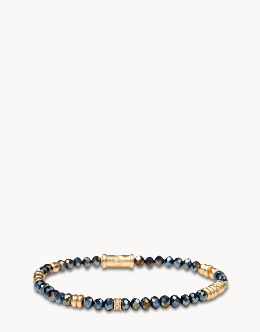 GREY IRIDESCENT 4MM STRETCH BRACELET

