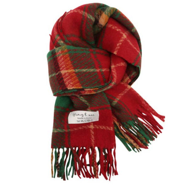 HOLLY BERRY RED PLAID COZY SCARF
