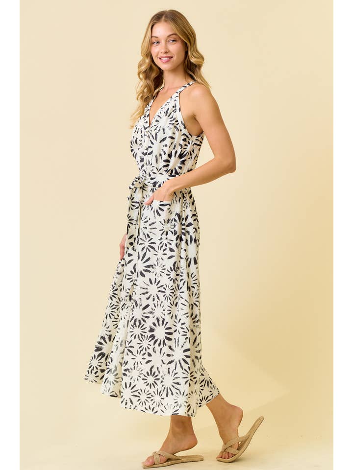EMMIE FLORAL MIDI HALTER DRESS