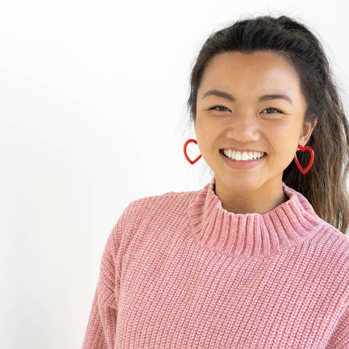 RED HEART HOOP EARRINGS