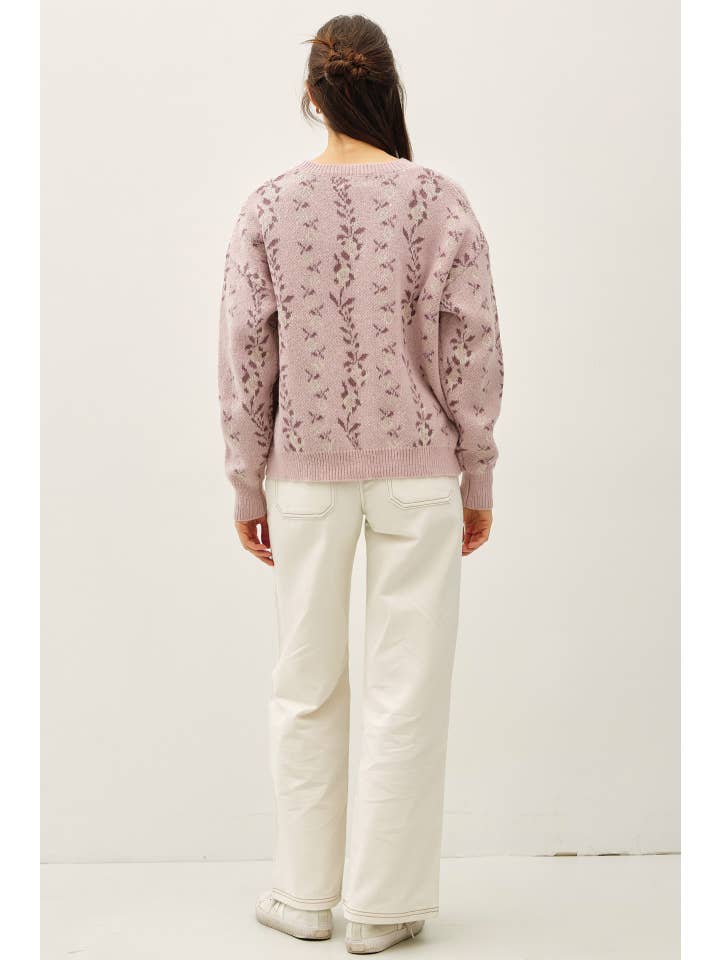 BLUSH FLORAL JACQUARD SWEATER