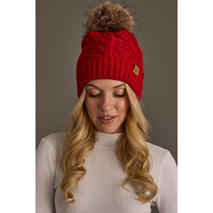 RED CABLE POM HAT