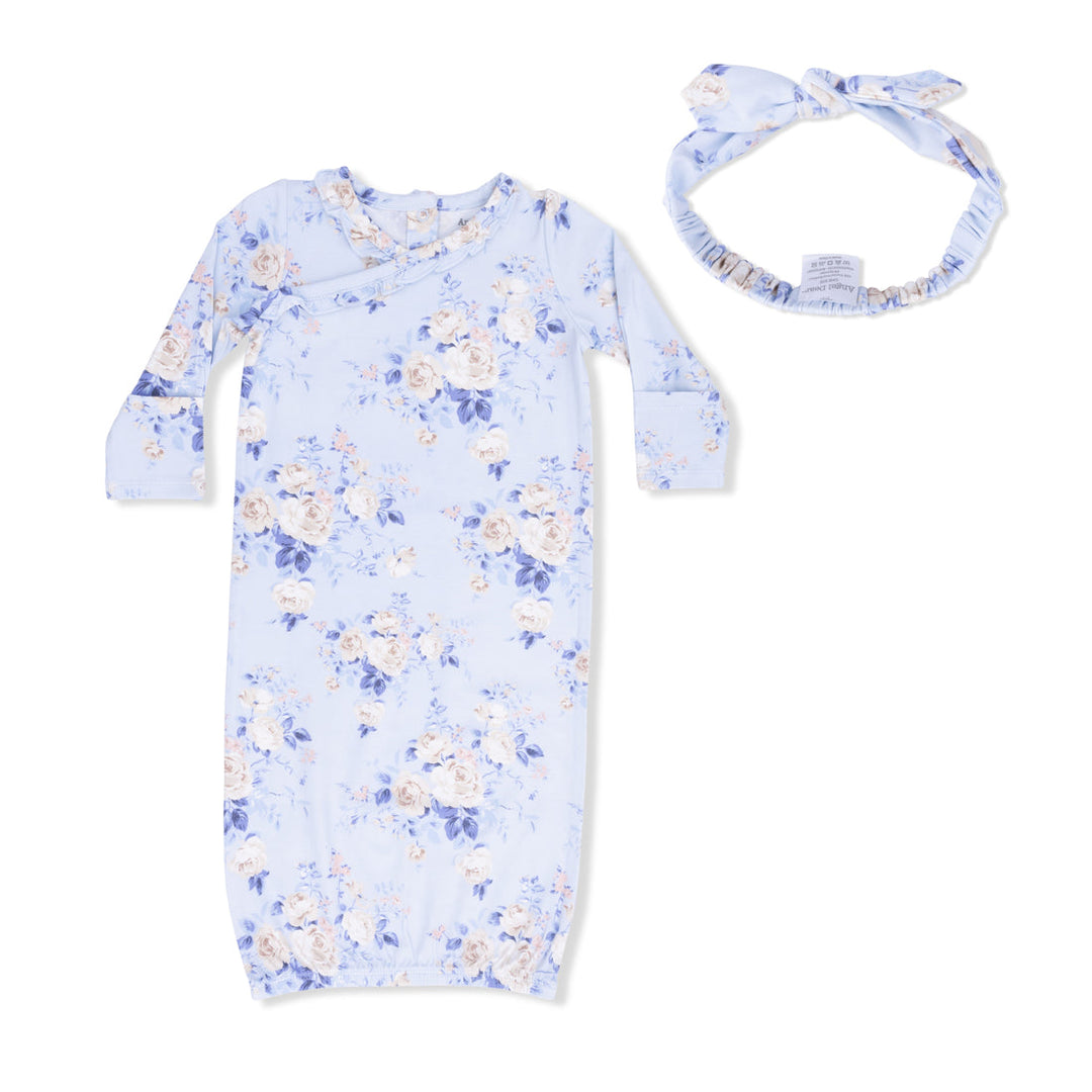 ASHLEY ROSE FLORAL KIMONO GOWN & KNOT HEADBAND