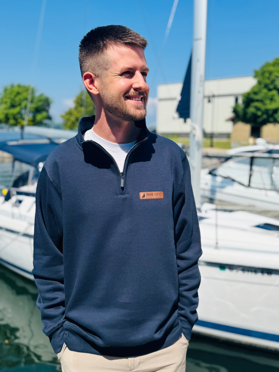NAVY DOOR COUNTY PATCH QUARTER ZIP FLEECE
