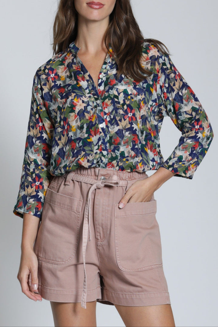 MIDNIGHT BOTANICA 3/4 SLEEVE TOP