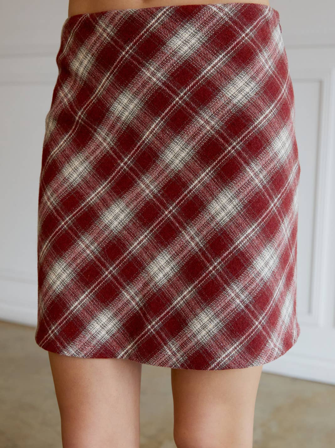 RUST PLAID SKIRT