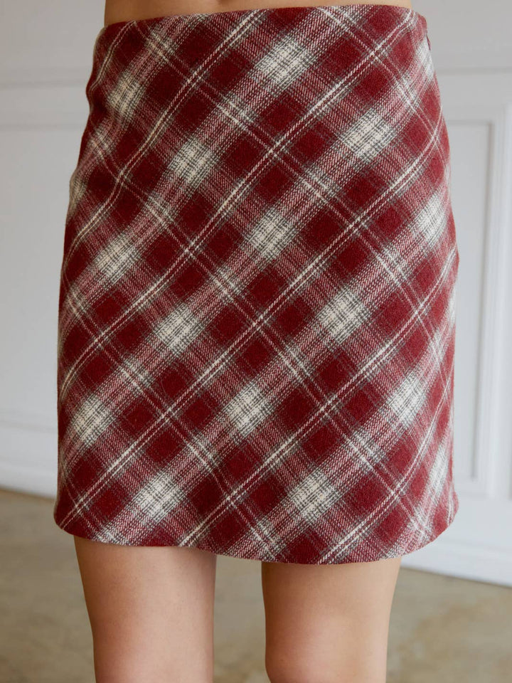 RUST PLAID SKIRT