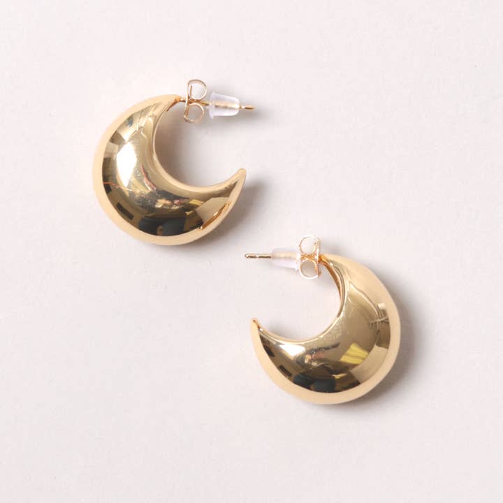 GOLD PUFFED HOOP EARRINGS
