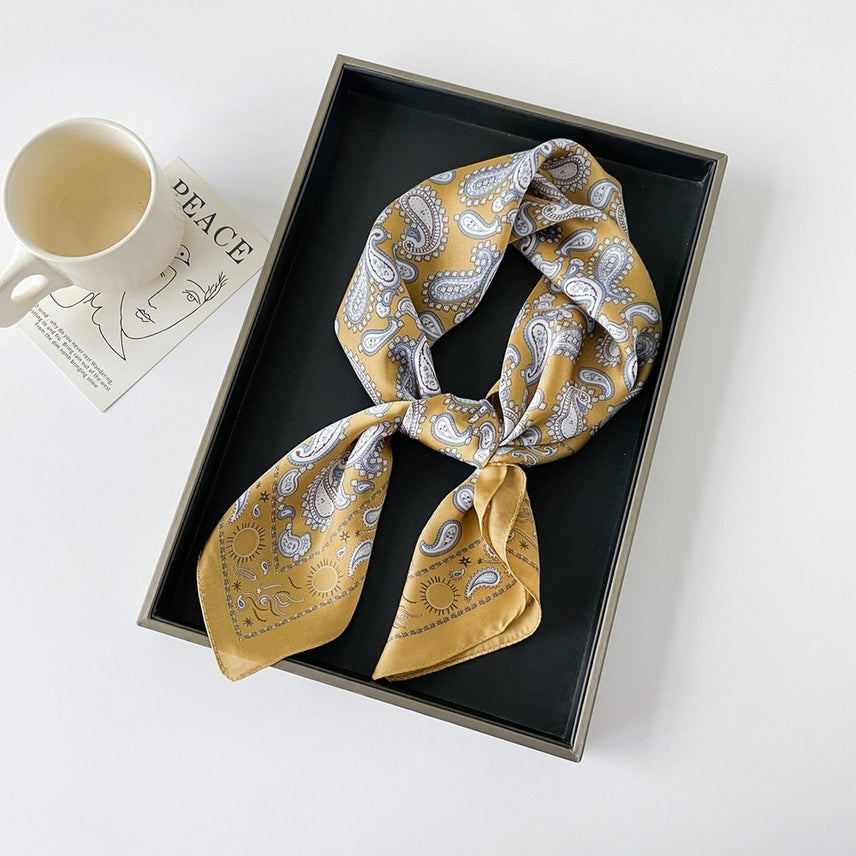MUSTARD PAISLEY SMALL SQUARE SCARF
