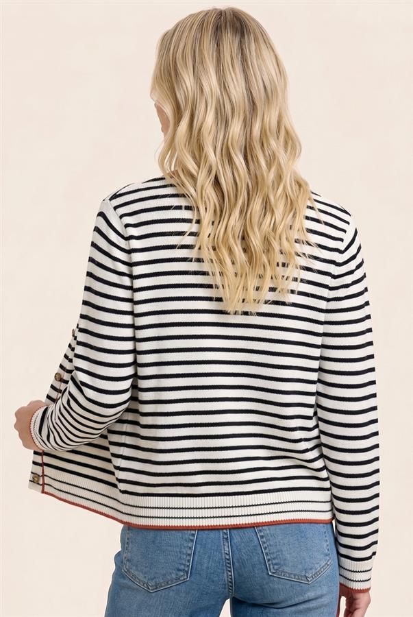 IVORY & ORANGE STRIPE CARDIGAN