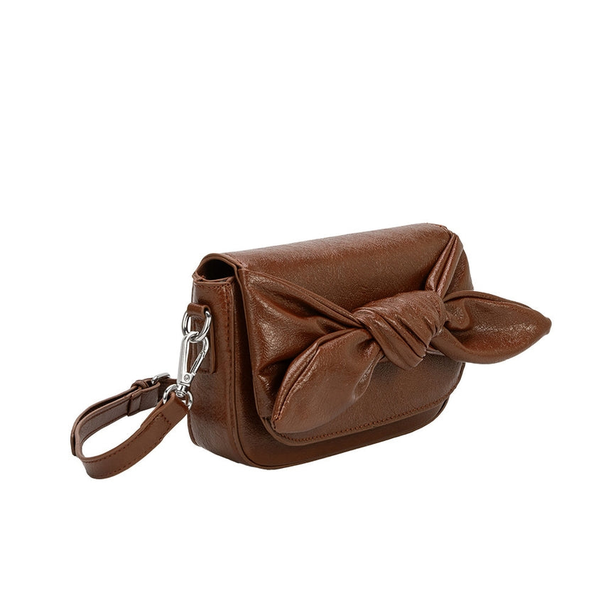 FAYE CHOCOLATE KNOTTED BOW CROSSBODY CLUTCH
