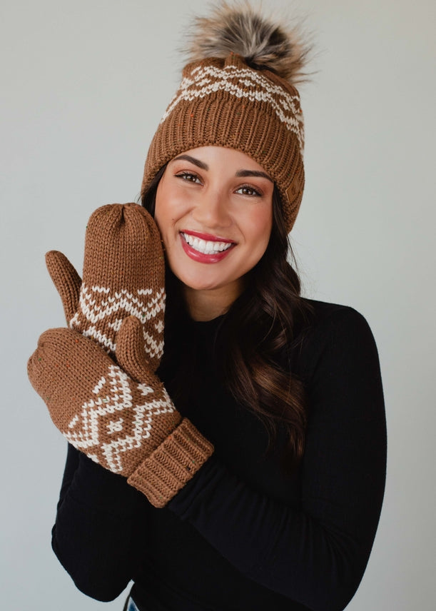 MOCHA SPECKLED MITTENS