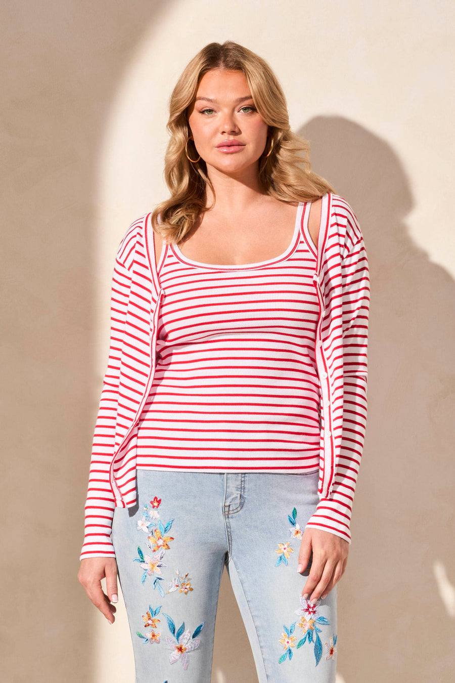 BAYBERRY & WHITE STRIPE BABY RIB TANK
