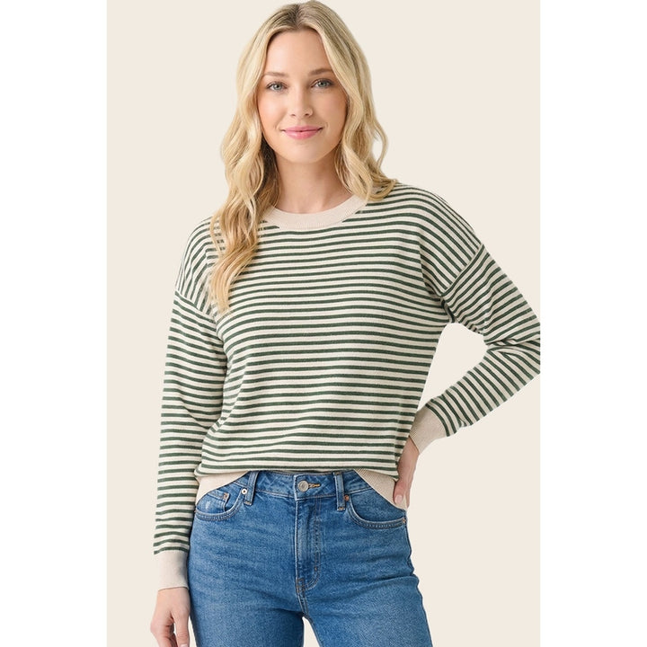 OLIVE & NATURAL STRIPE SWEATER