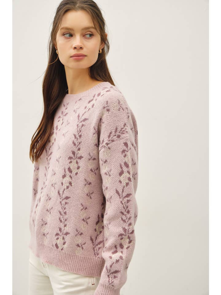 BLUSH FLORAL JACQUARD SWEATER
