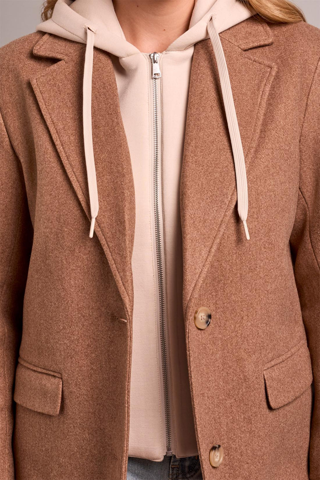 BISCOTTI KNIT COAT WITH REMOVABLE FOOLER HOODIE