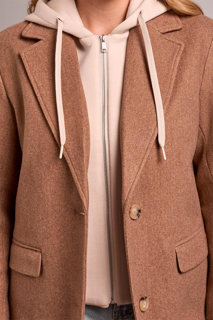 BISCOTTI KNIT COAT WITH REMOVABLE FOOLER HOODIE
