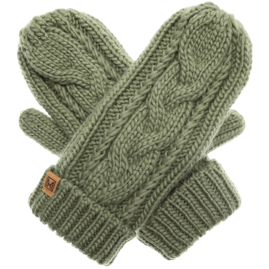 SAGE CABLE KNIT MITTENS