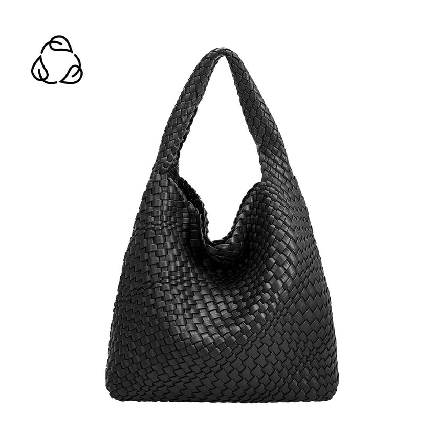BLACK JOHANNA VEGAN WOVEN SHOULDER BAG