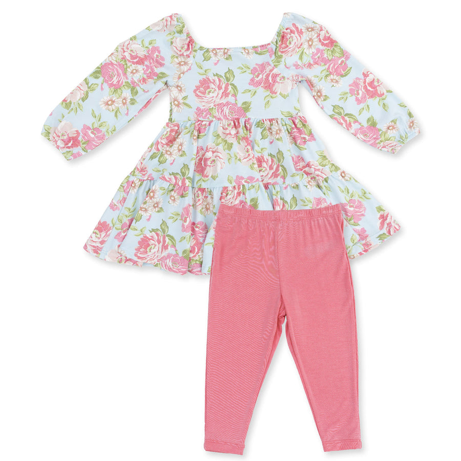 ANGELINE FLORAL CAP SLEEVE DRESS & LEGGING
