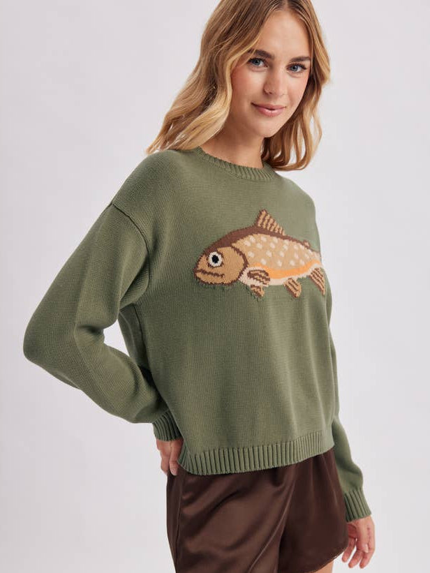 OLIVE GONE FISHIN' SWEATER
