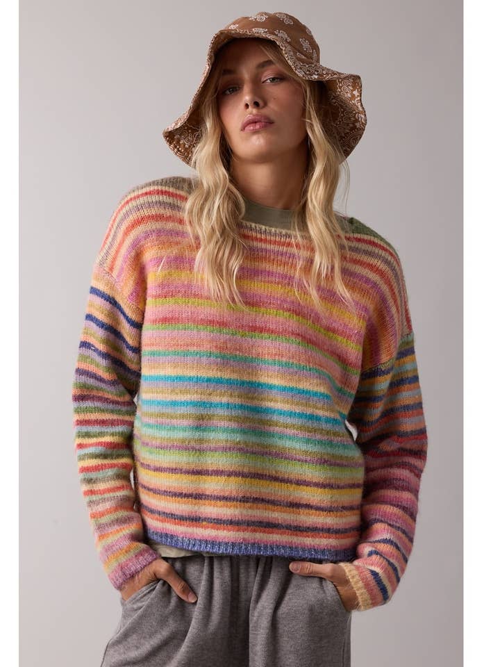 RAINBOW KNIT CREWNECK SWEATER